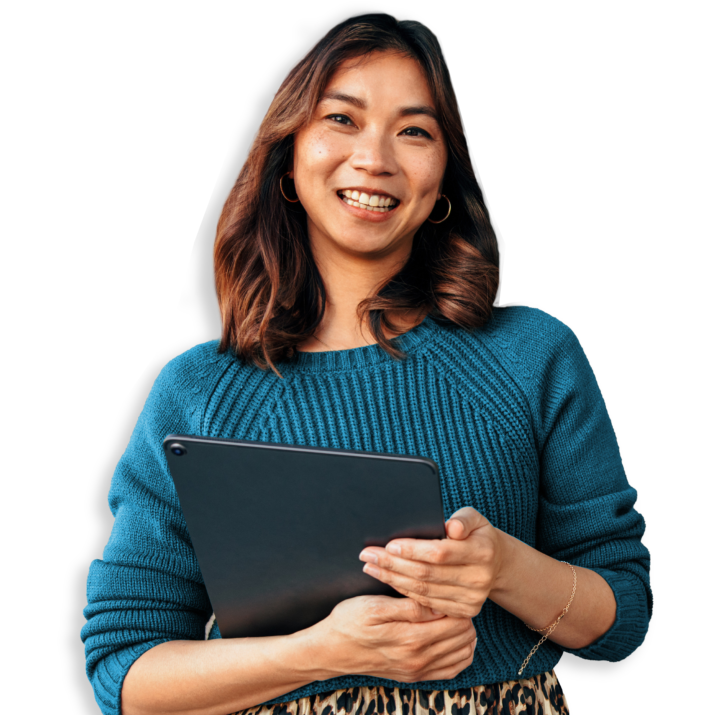 Woman holding ipad